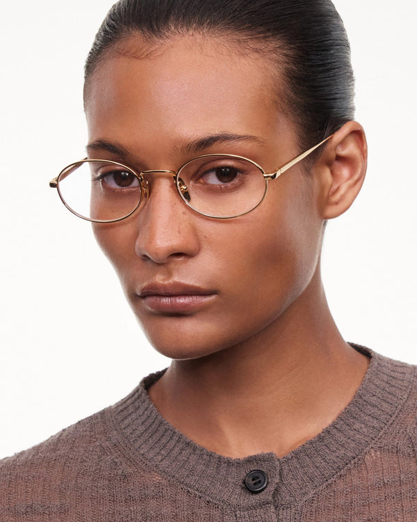 Titan Oval Optical / Gold Titanium & Clear Lens - Shade Files